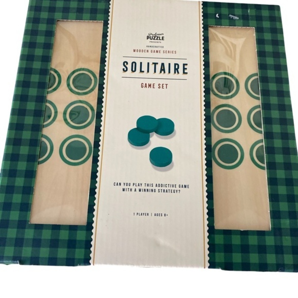 Professor Puzzle  Solitaire Game Set - 9.5 x9.5 wooden puzzle,NWOT